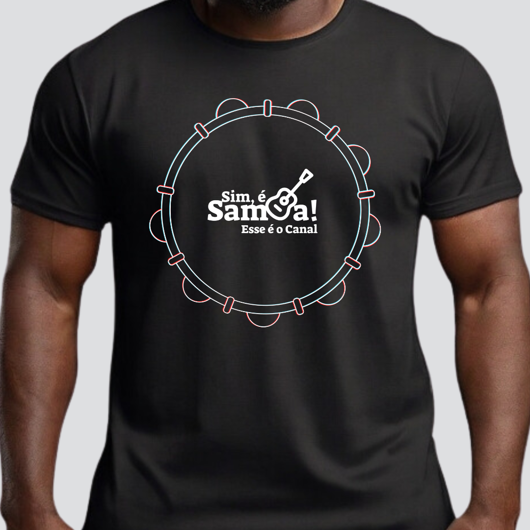 Camiseta Clássica Masculina - Pandeiro Sim é Samba