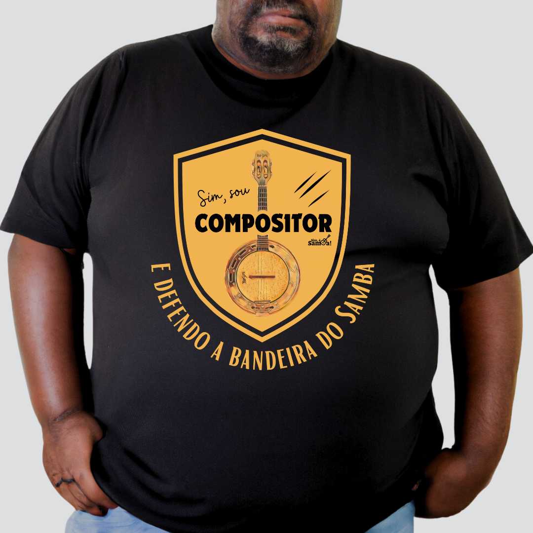Camiseta Plus Size - Sim Sou Compositor e Defendo a Bandeira do Samba