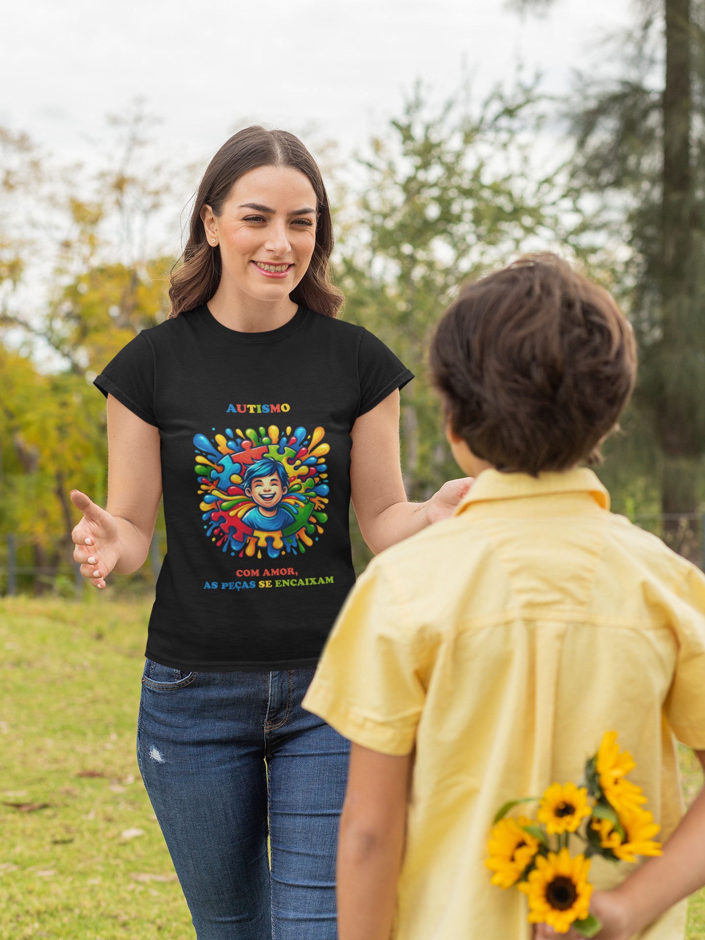 Feminina - Autismo - Com amor, as peças se encaixam (linha prime)