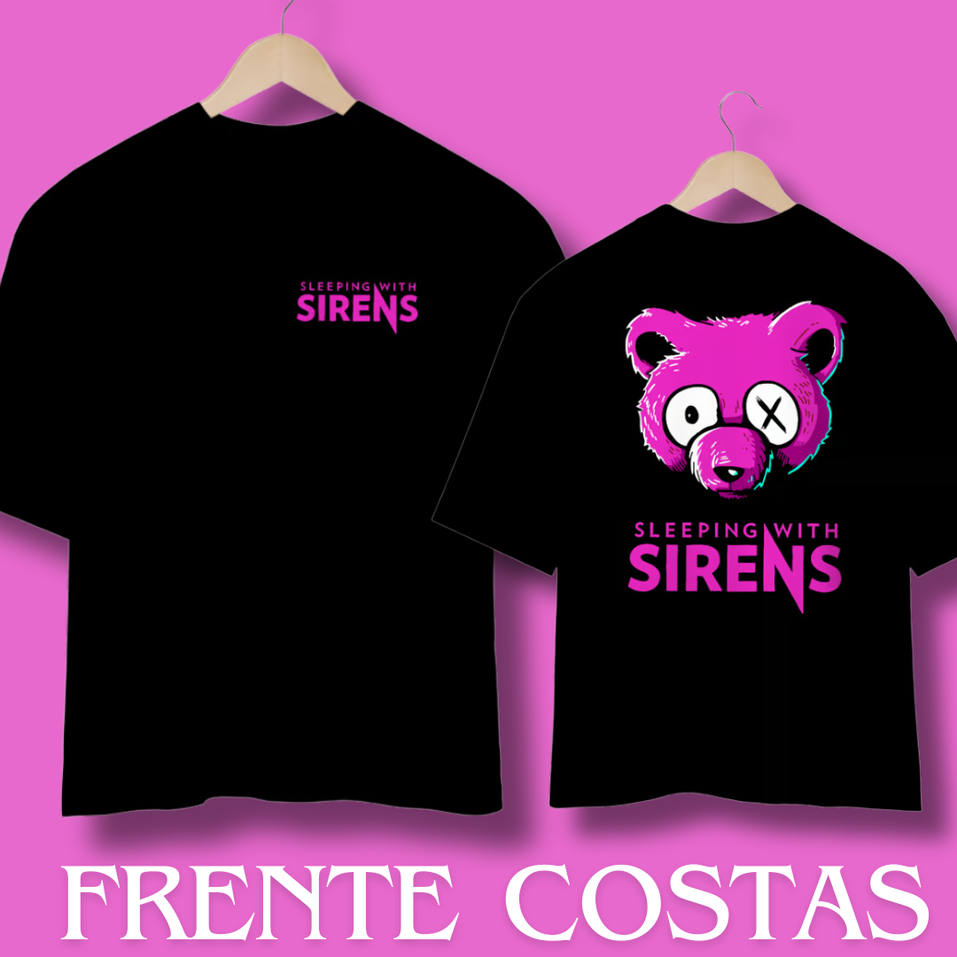 Camiseta Oversized Sleeping With Sirens - Pink Bear