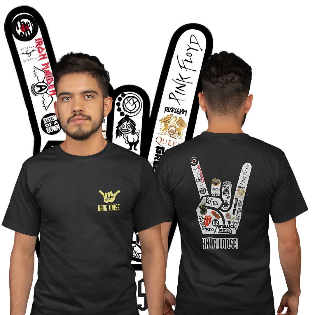 Camisetas Hang Loose Rock Frente  Costas