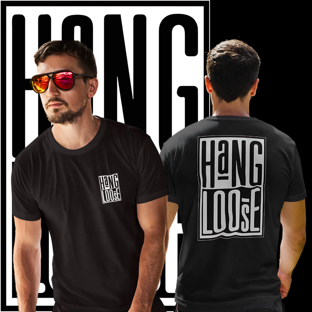 Camisetas Hang Loose Pret Branca Frente Costas