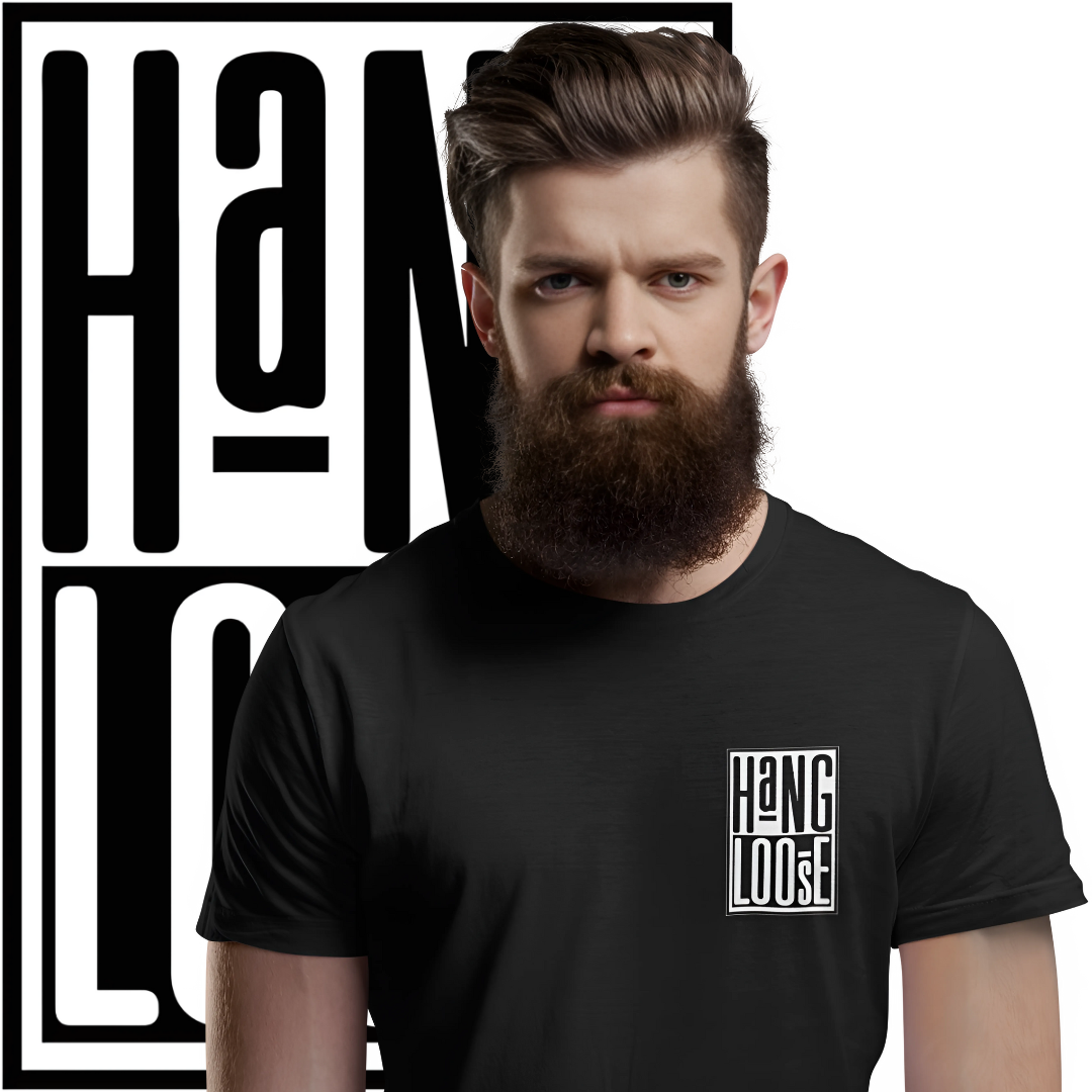 Camisetas Hang Loose Preto Branco Minimalista