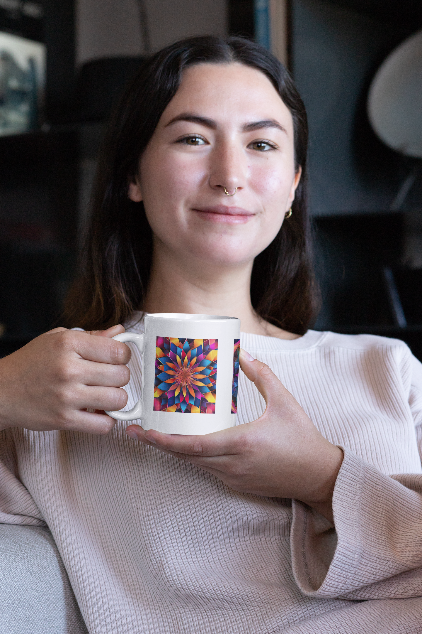 Três Mandalas<br>Caneca de Porcelana 
