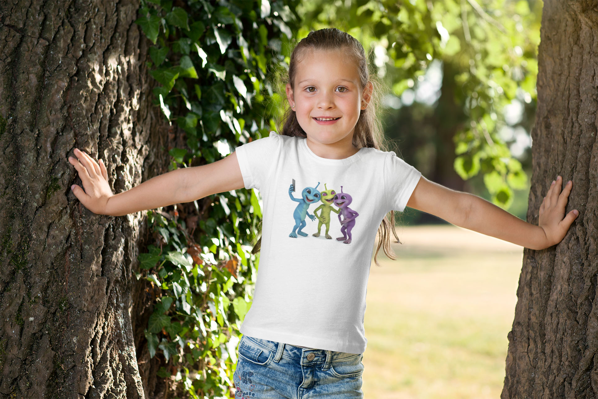 Aliens fazendo selfie<br>Camiseta Clássica Infantil 