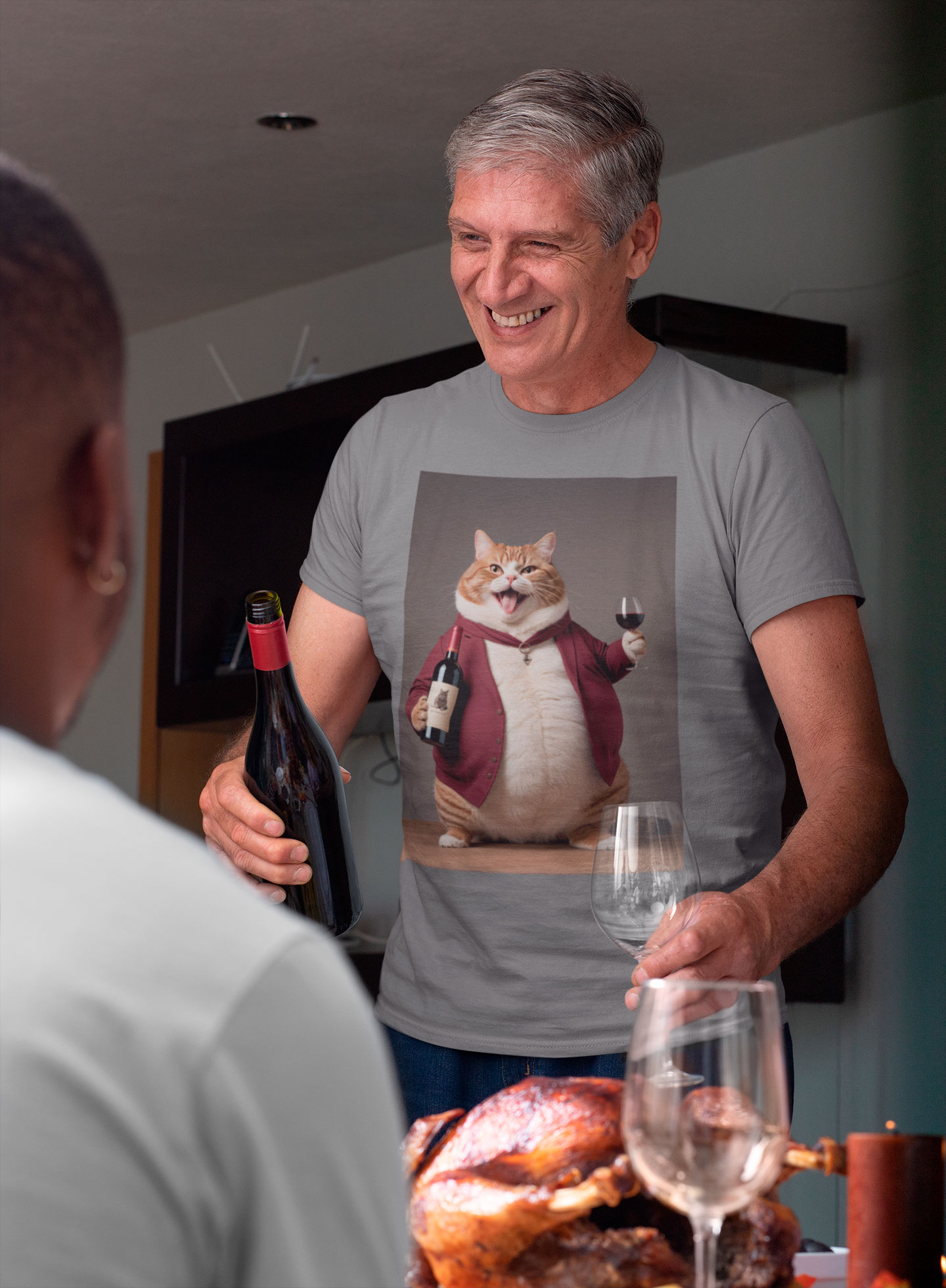 Gato sommelier<br>T-Shirt Unissex Quality
