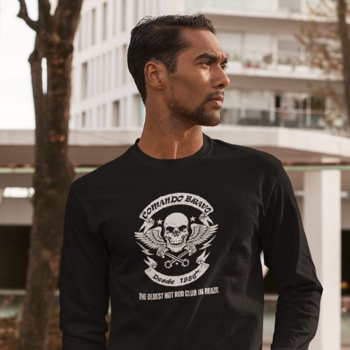 Moletom Fechado Estampa alternativa Comando Bravo - Preto Unissex