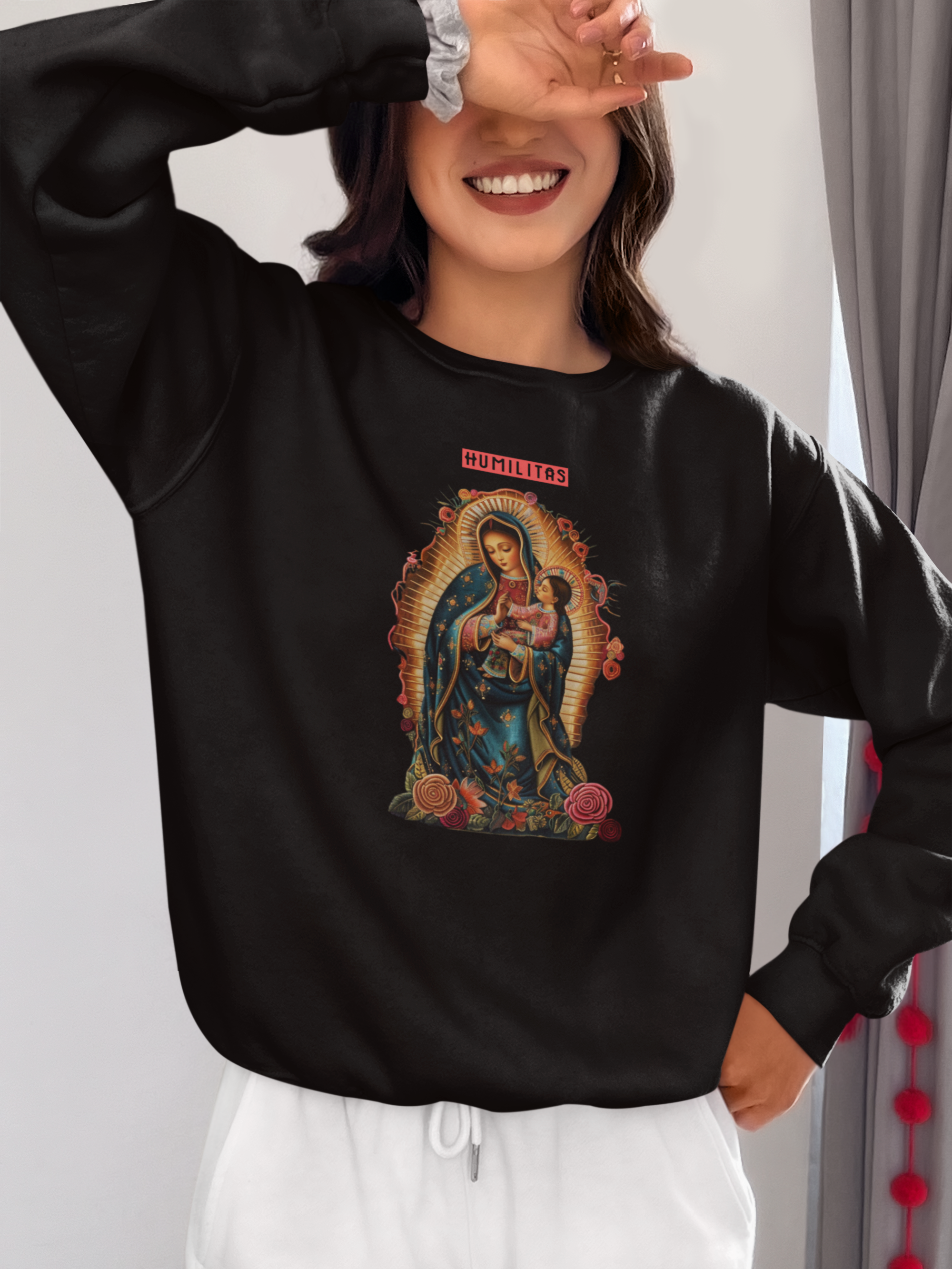 Moleton Unissex Humilitas Cloth: Coleção Maria e Suas Faces | Nossa Senhora de Guadalupe
