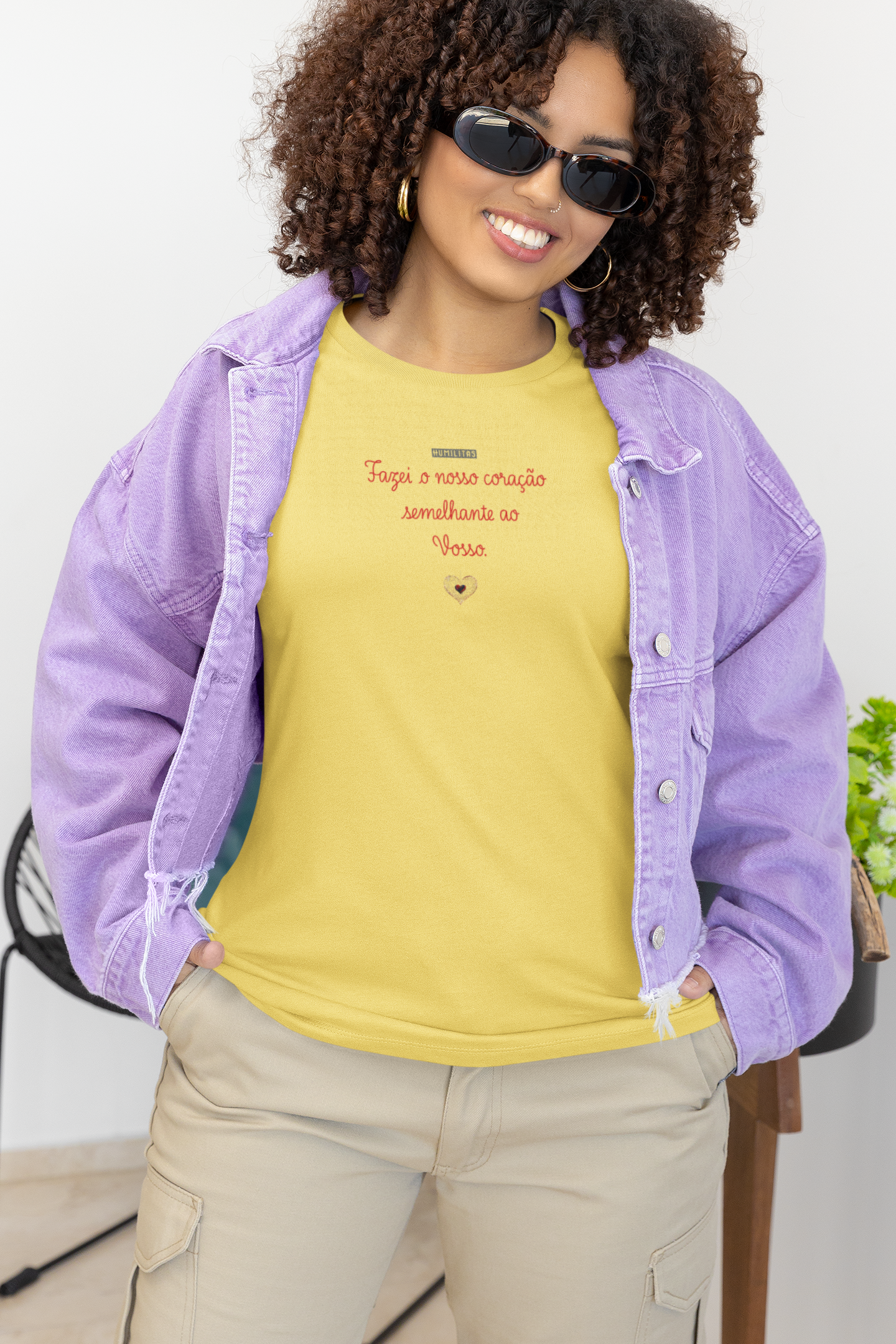 T-Shirt Baby Long Estonada Humilitas Cloth: Fazei o nosso coração semelhante ao Vosso | Coleção Fé em Estilo