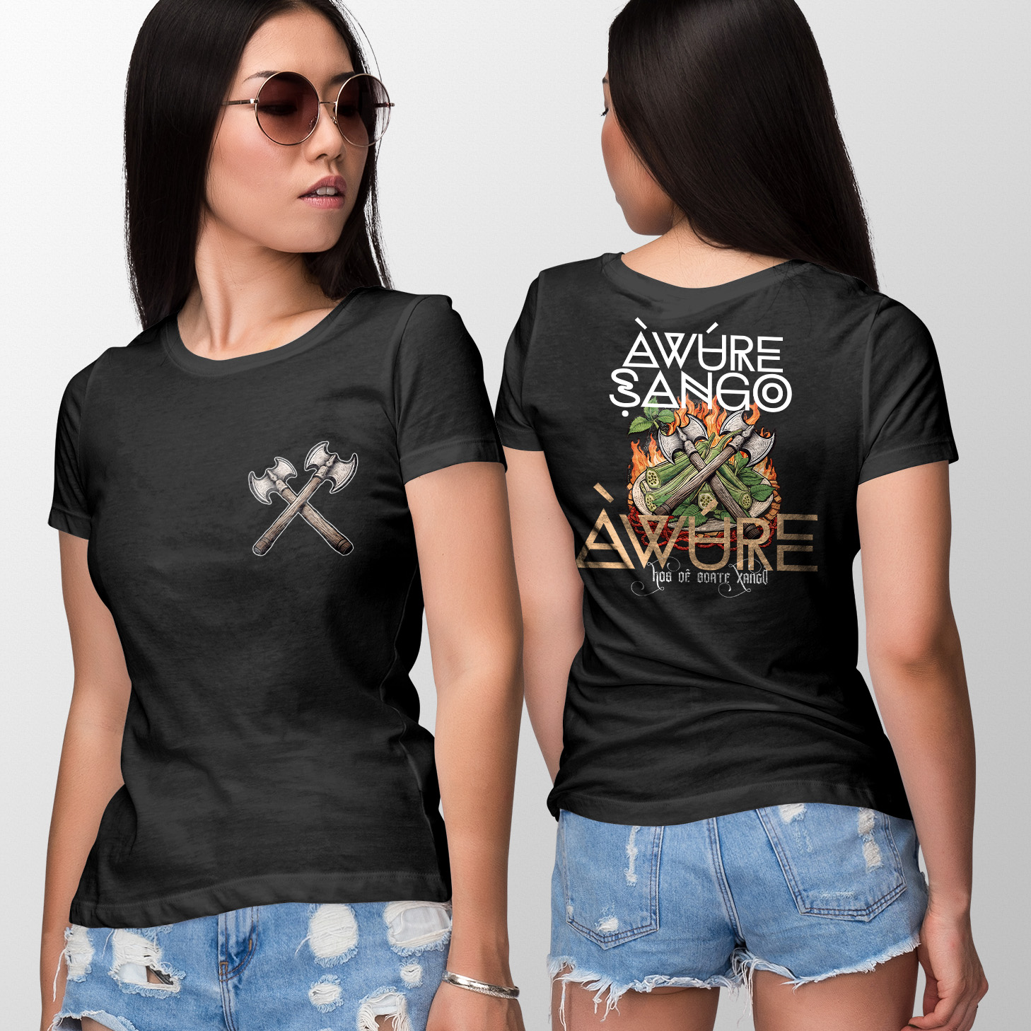 Camiseta Xangô - Venham Saudar o Rei - Tecidos Escuros - Feminina