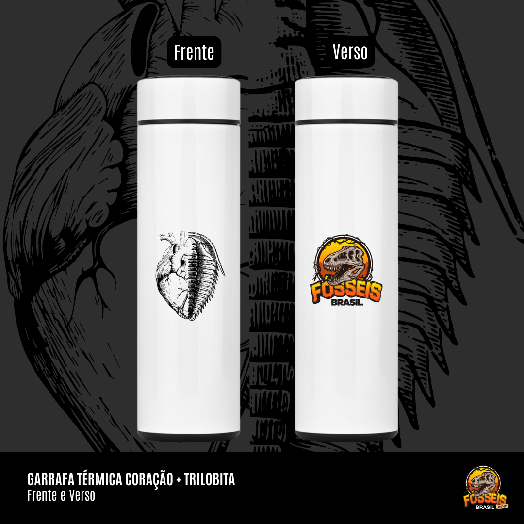 Garrafa Térmica - Coração + Trilobita (Frente e Verso) 