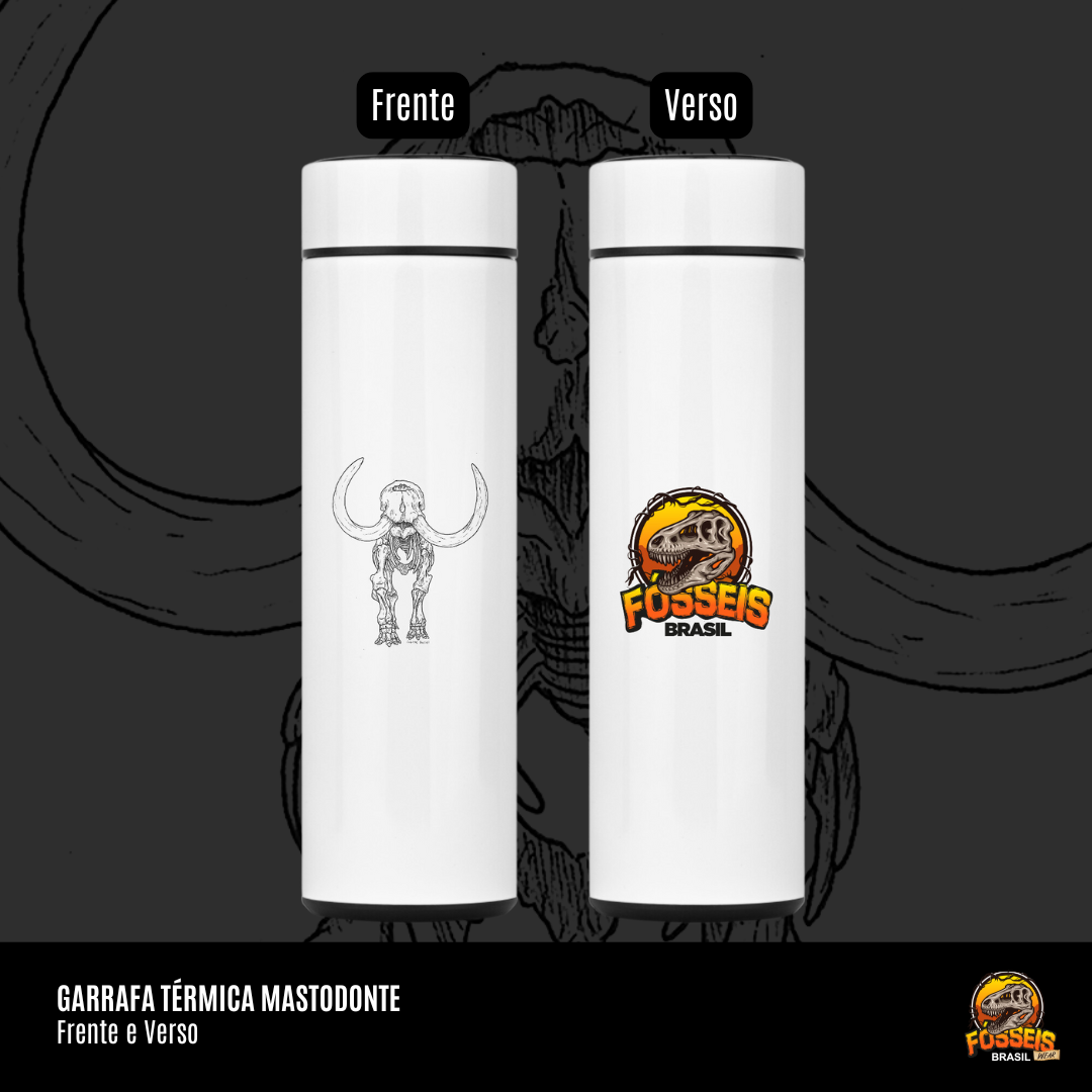 Garrafa Térmica Mastodonte | Ilustrações por Leandro Sanches (Frente e Verso)