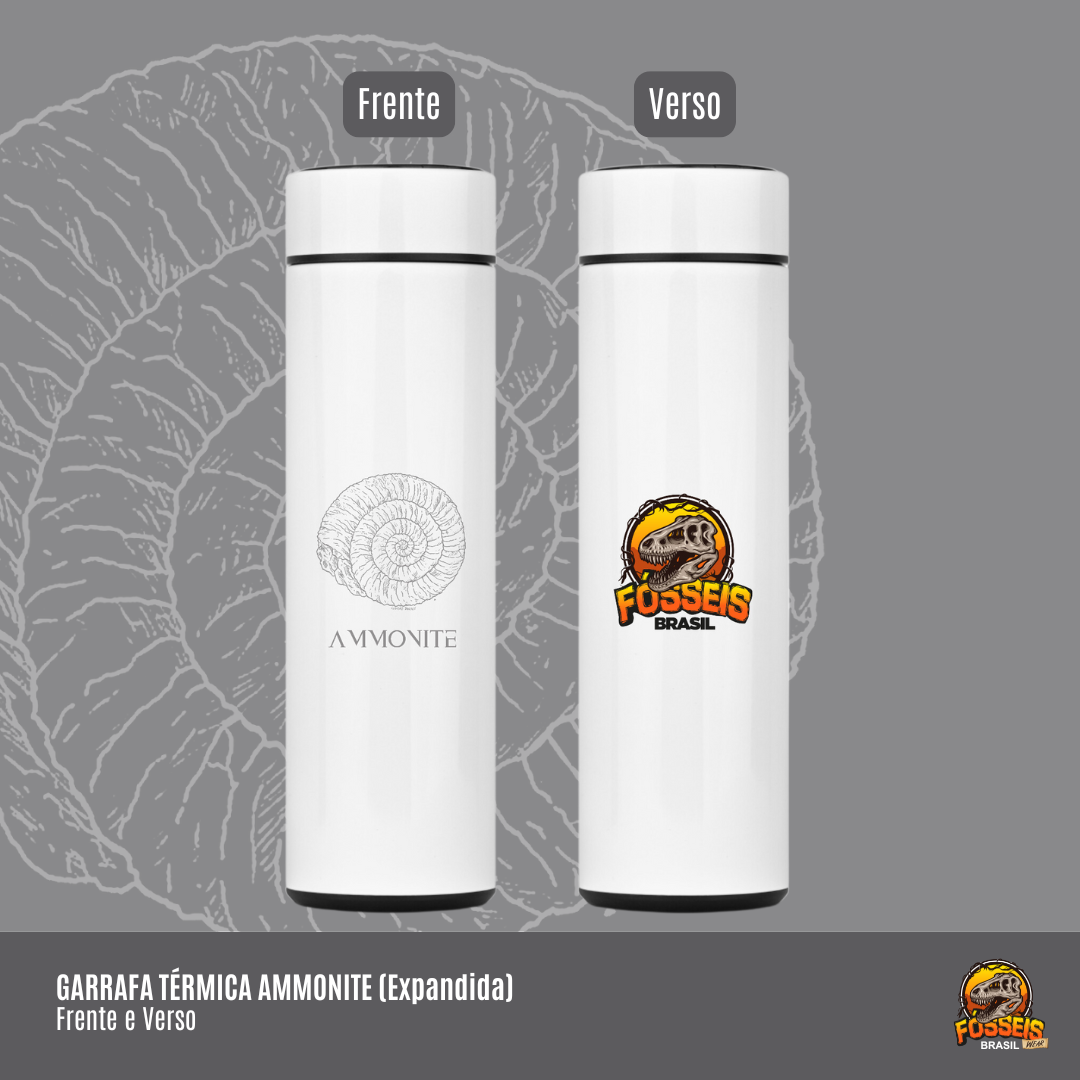 Garrafa Térmica Ammonite (Expandida) | Ilustração por Leandro Sanches (Frente e Verso)