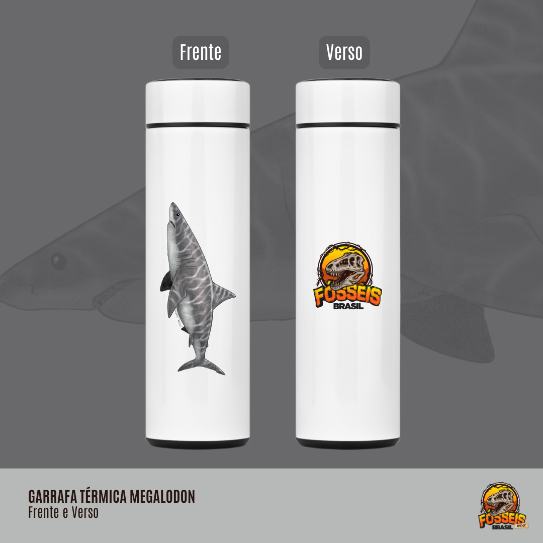 Garrafa Térmica - Megalodon em Cor (Frente e Verso)