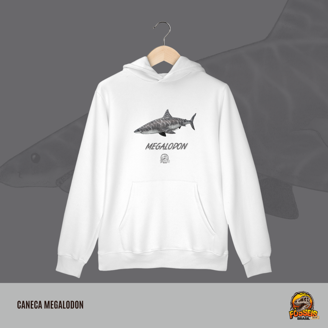 Moletom Canguru Megalodon em Cor | Ilustração por Leandro Sanches