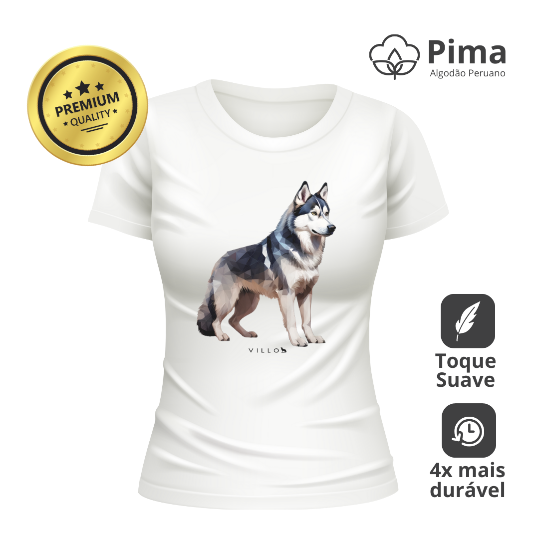 Camiseta Baby Long Pima Premium Husky Siberiano