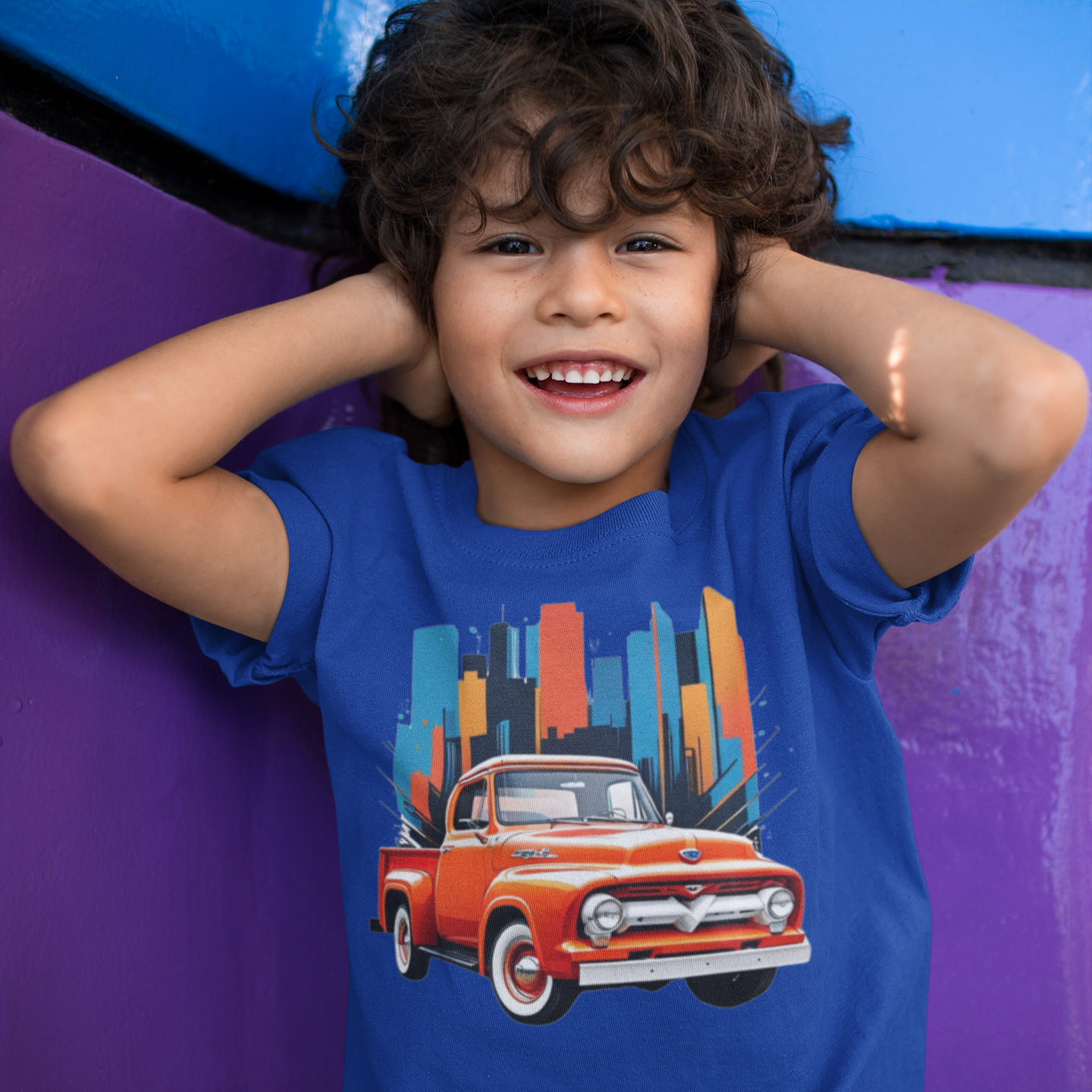 Camiseta Infantil (2 a 8) Ford F-100 Laranja