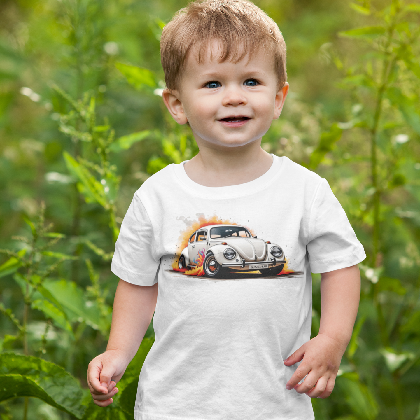Camiseta Infantil (2 a 8) Fusca Chama