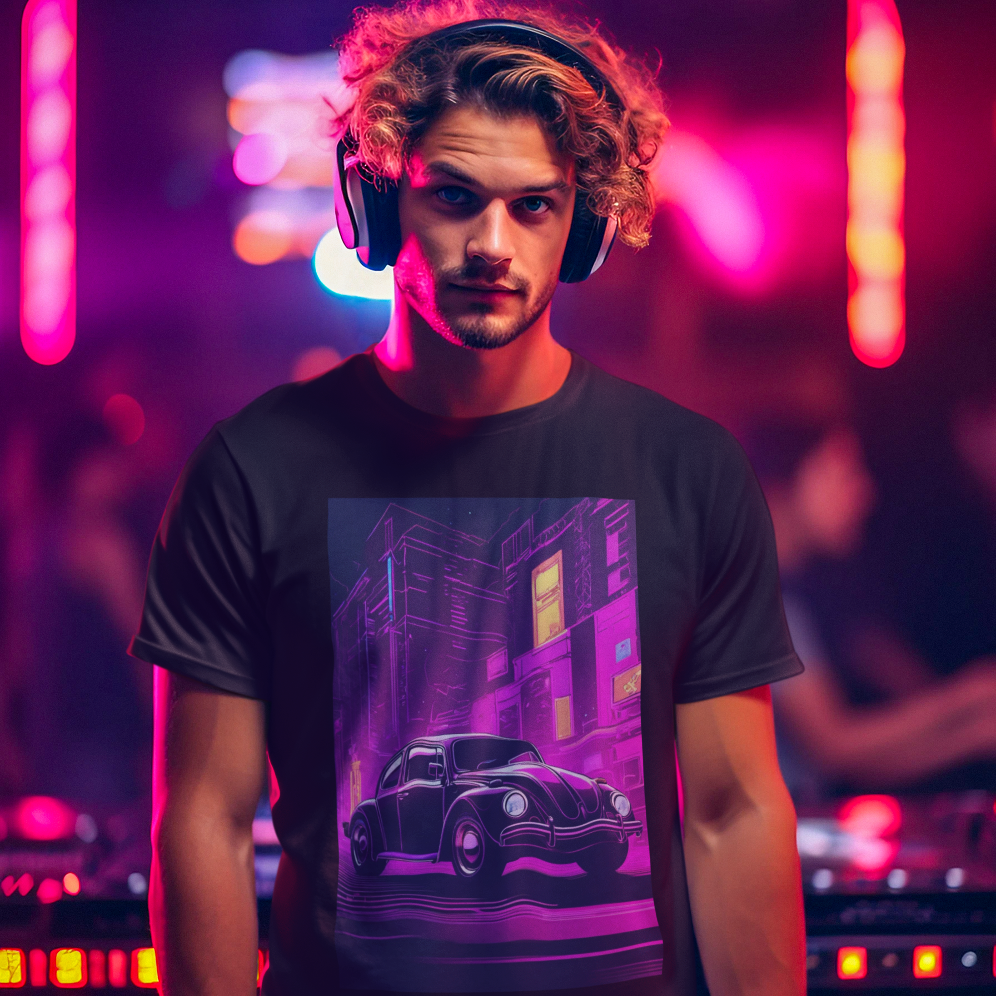 Camiseta Fusca Neon Noite