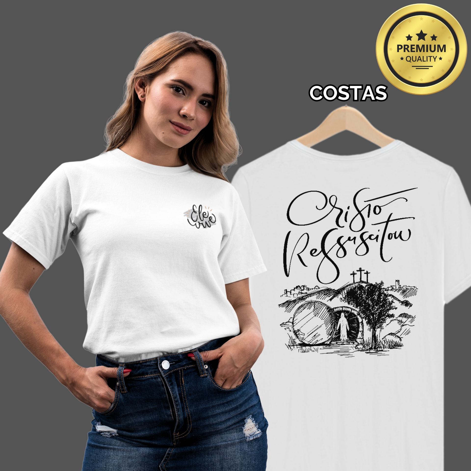 Camiseta Feminina Premium Cristo Ressuscitou