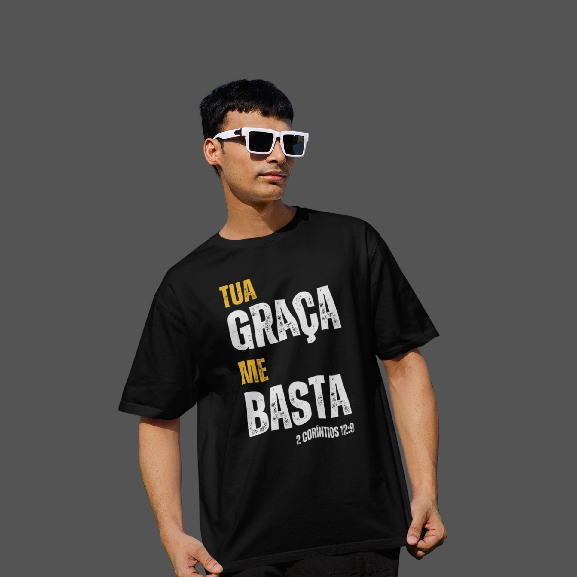 Camiseta Masculina Oversized Tua Graça me basta
