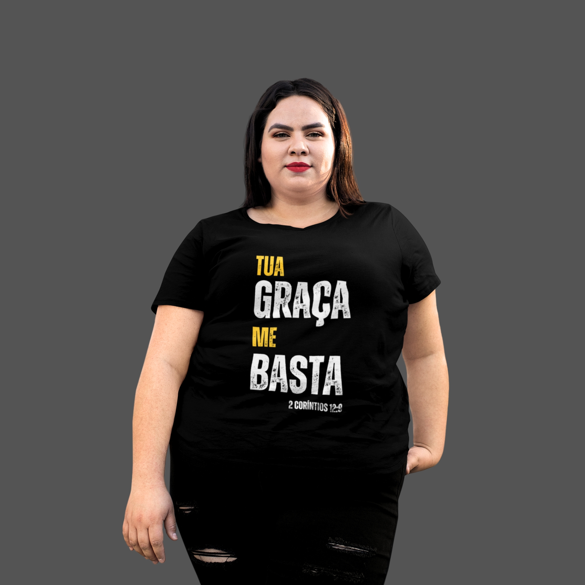 Camiseta Feminina Plus Size Tua Graça me basta