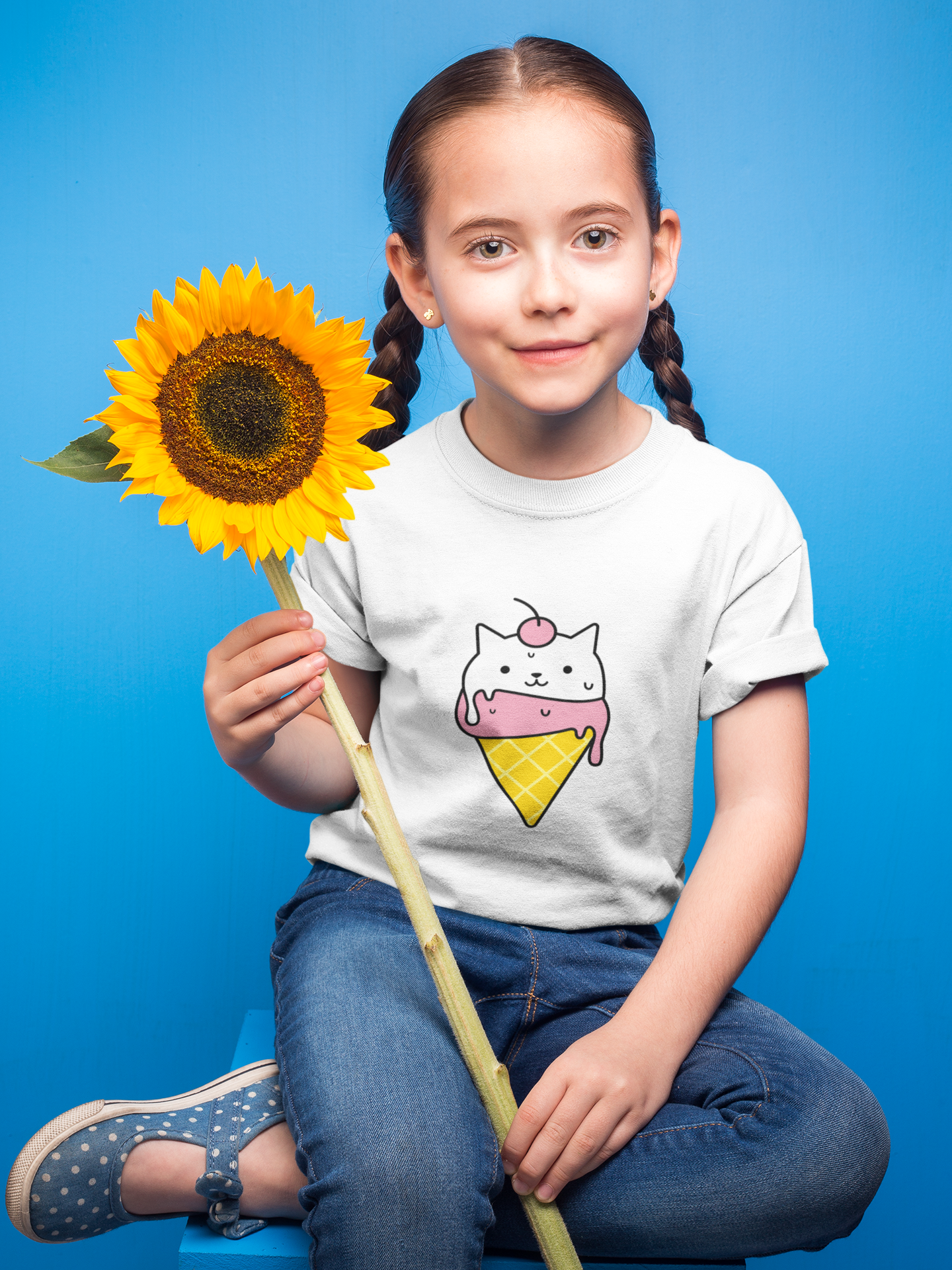 Camiseta Ice Cream Kitten (2 a 14 anos)