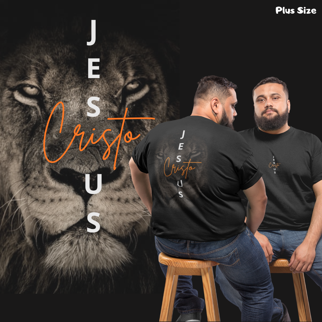 [Plus Size] Camiseta Jesus Cristo/Leão (Frente/Costas)