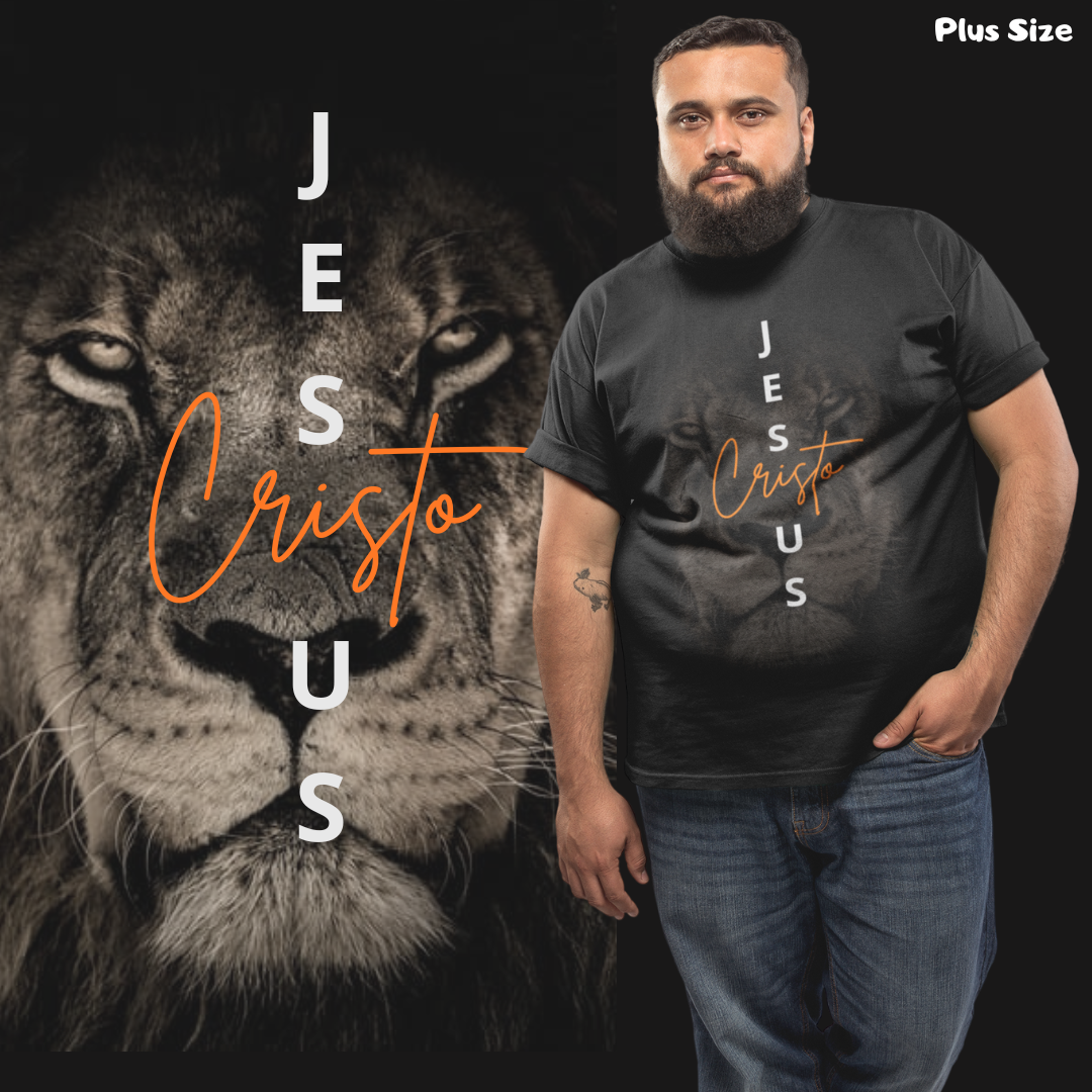 [Plus Size] Camiseta Jesus Cristo/Leão
