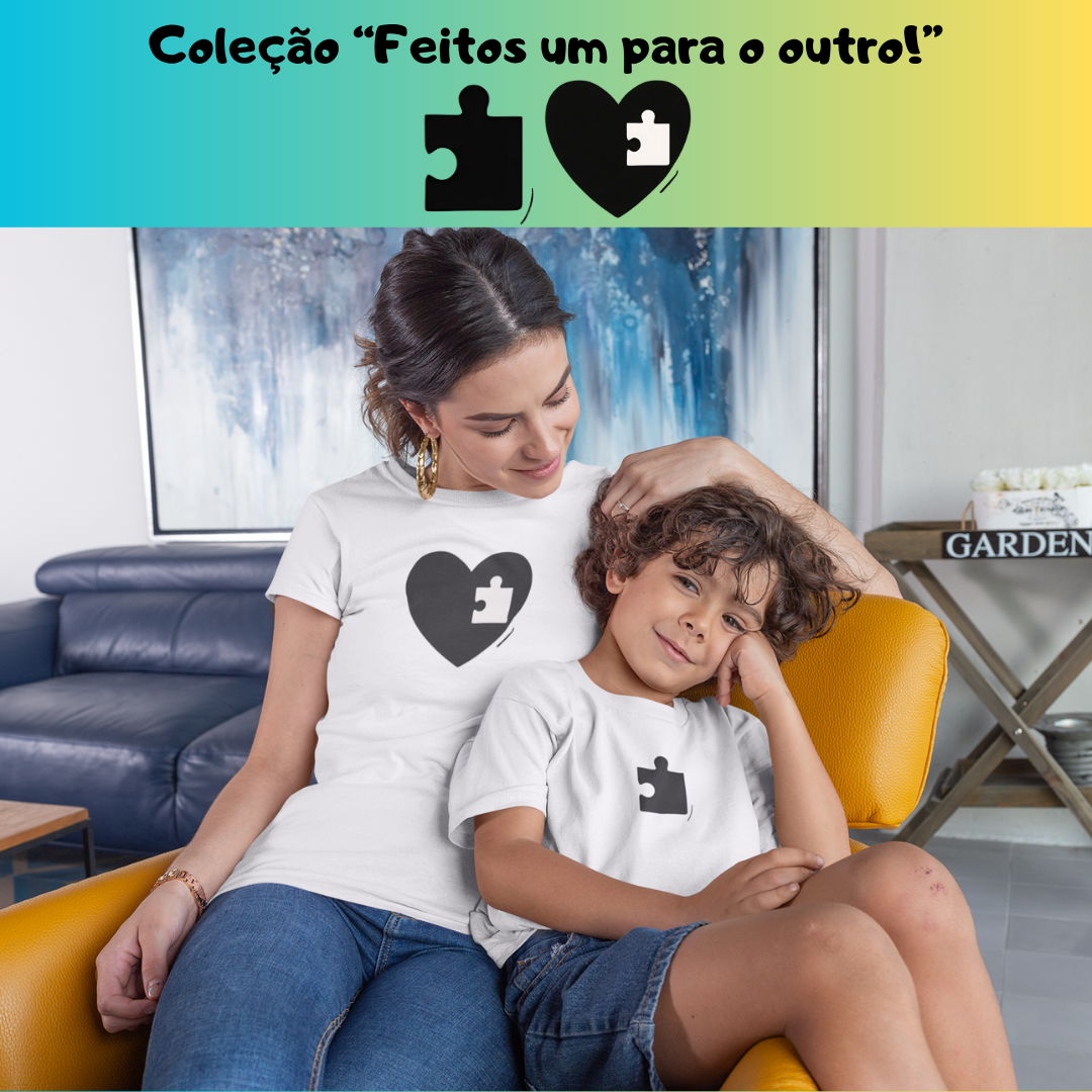[Infantil] Camiseta Amor (Coração/Quebra Cabeça) (10 a 14 anos)