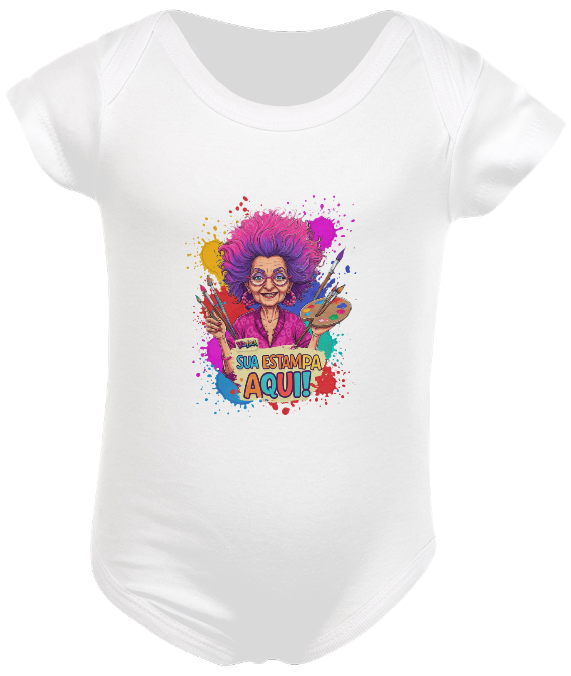 [PERSONALIZÁVEL] Modelo de Body Infantil Personalizado (Cores Branco, Preto, Rosa-Bebê ou Azul Bebê)