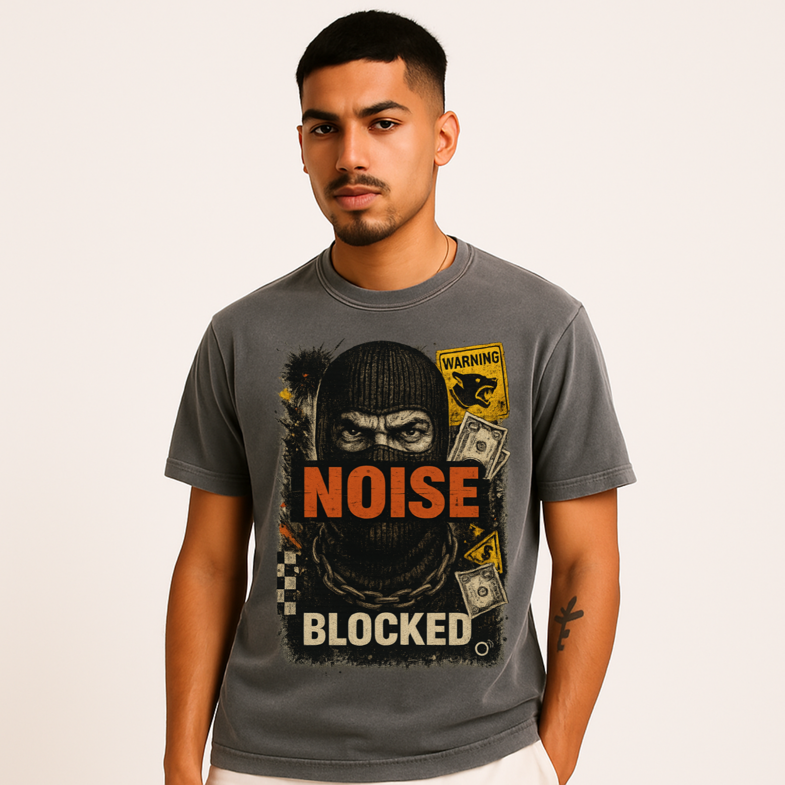 Camiseta Estonada Noise Blocked – Arte Urbana com Peso Visual | OxVibe Unissex