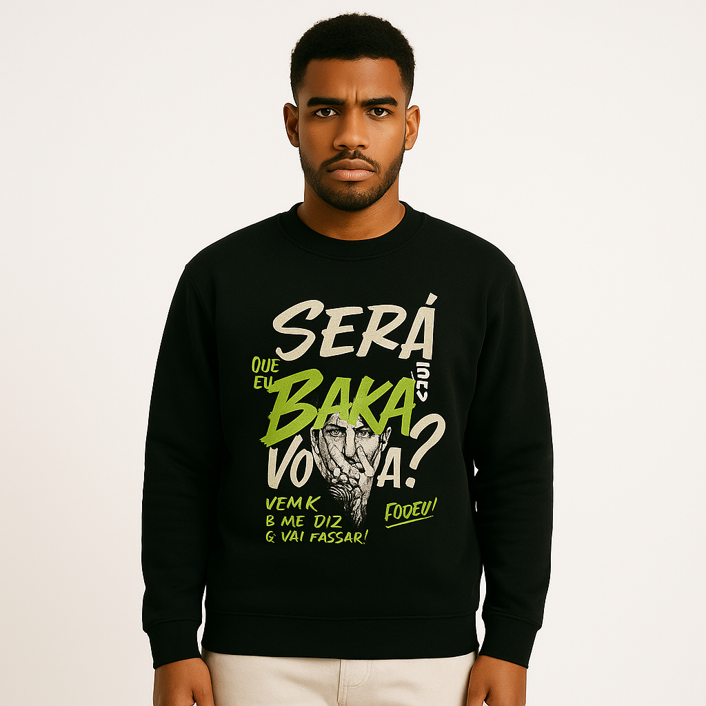 Moletom Será Que Eu Sou BAKA? – Blusão Unissex Preto Streetwear OxVibe