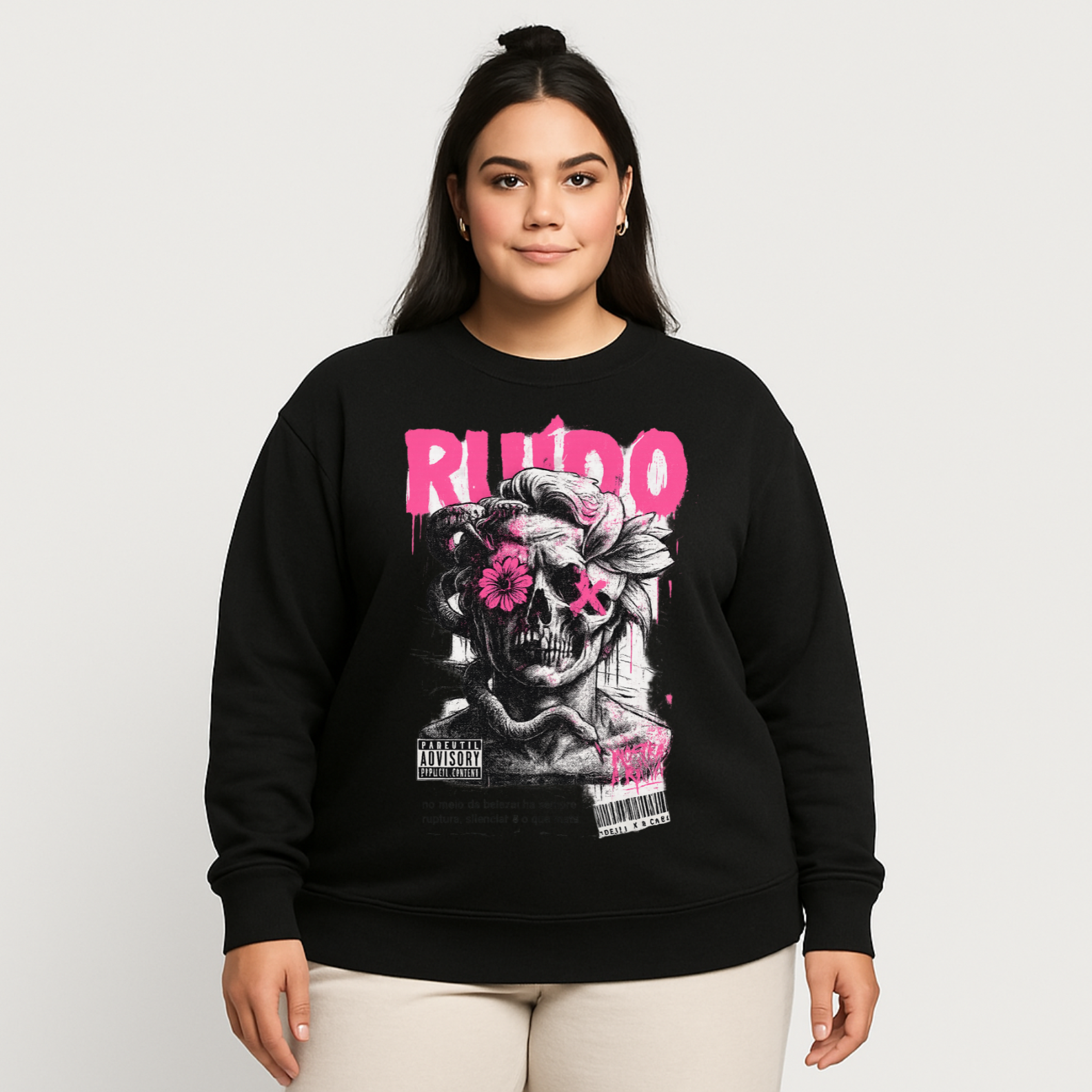 Moletom Prime Preto Unissex RUÍDO – Estampa Brutalista | OxVibe Streetwear