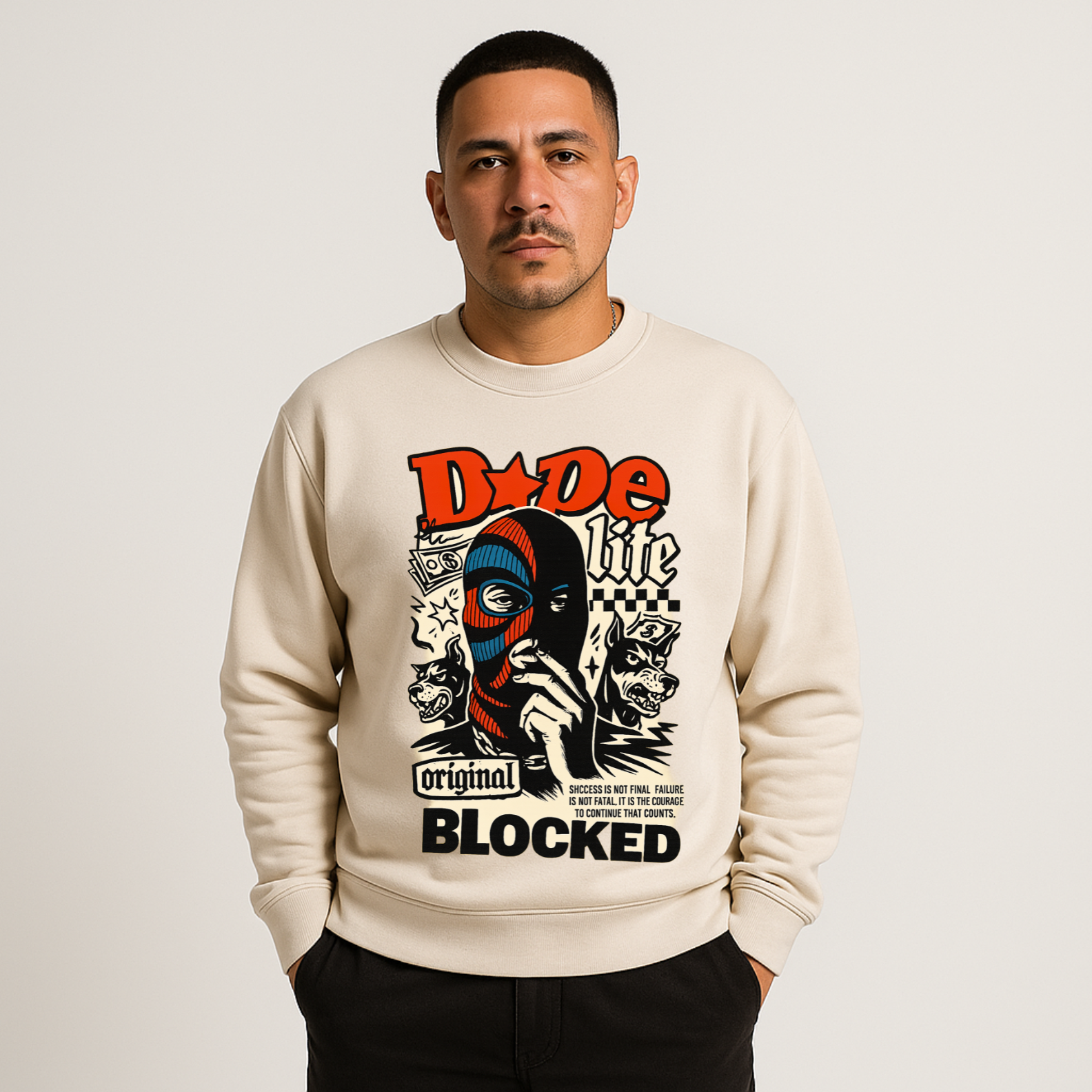 Moletom Prime Unissex DOPE BLOCKED – Estampa Urbana com Máscara | OxVibe Streetwear