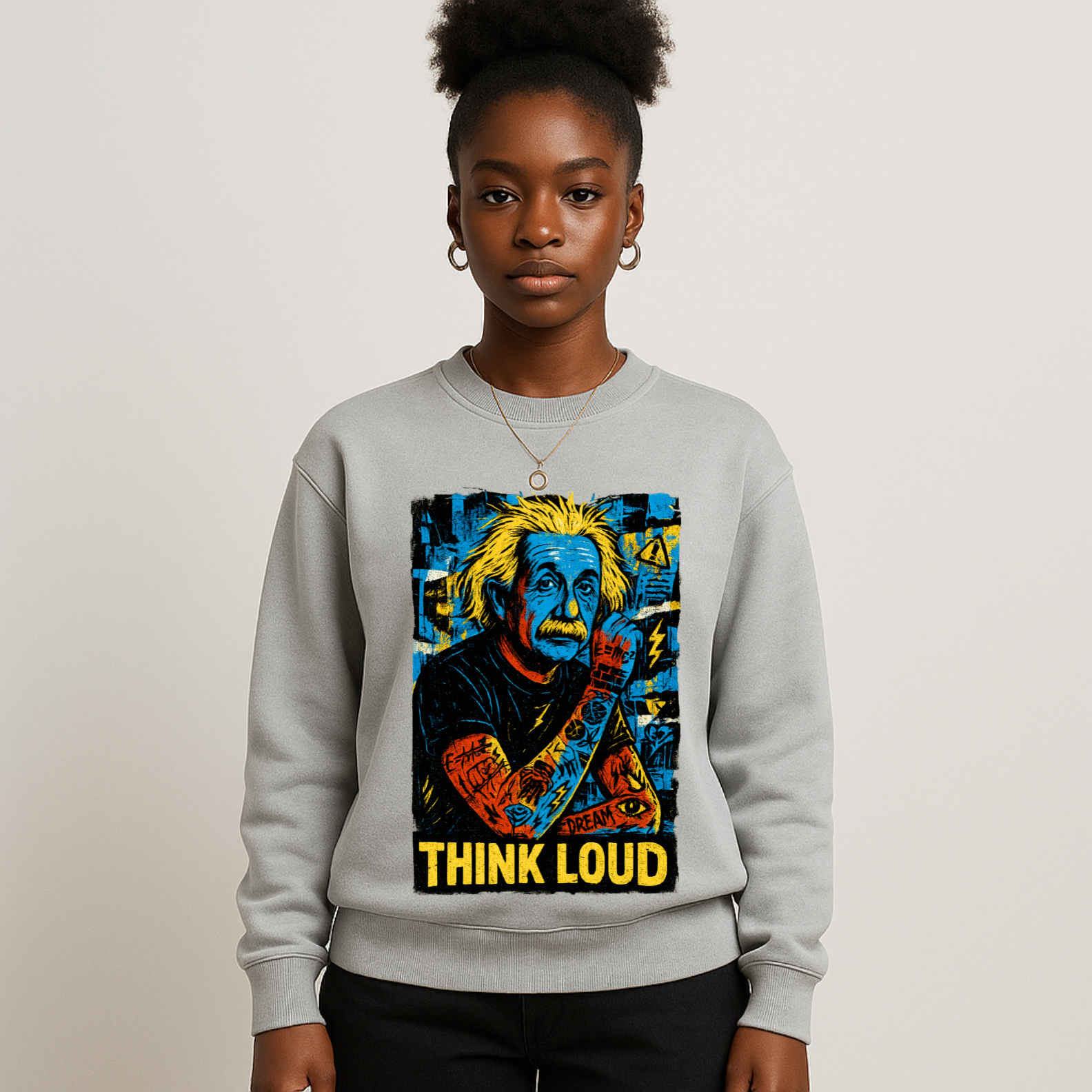 Moletom Prime Unissex Think Loud – Einstein Tatuado com Estética Underground | OxVibe Streetwear