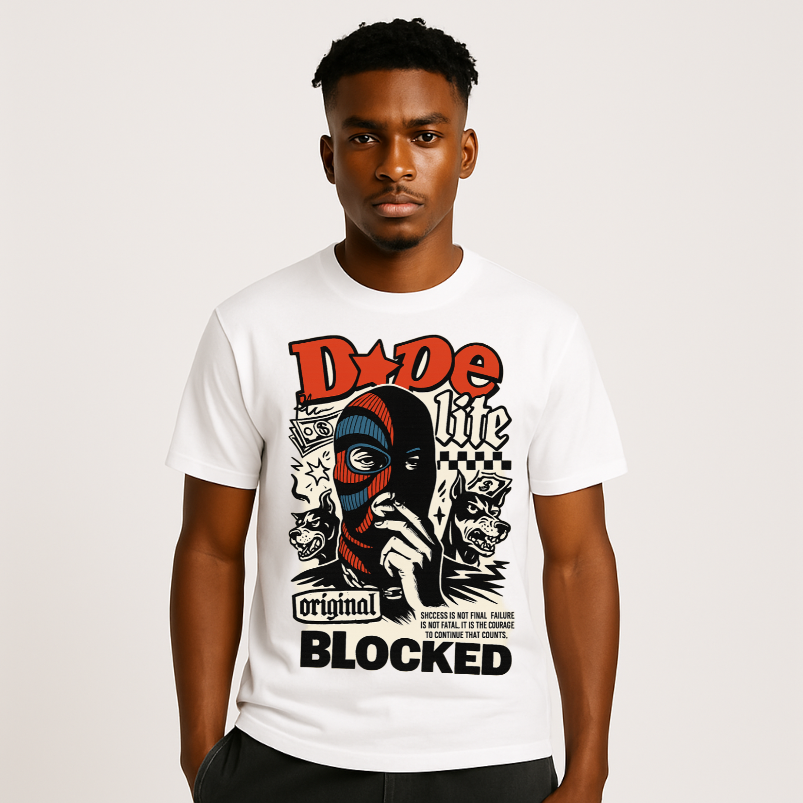 Camiseta Quality Dope Blocked – Estampa Urbana Crítica e Visual de Impacto | OxVibe Unissex